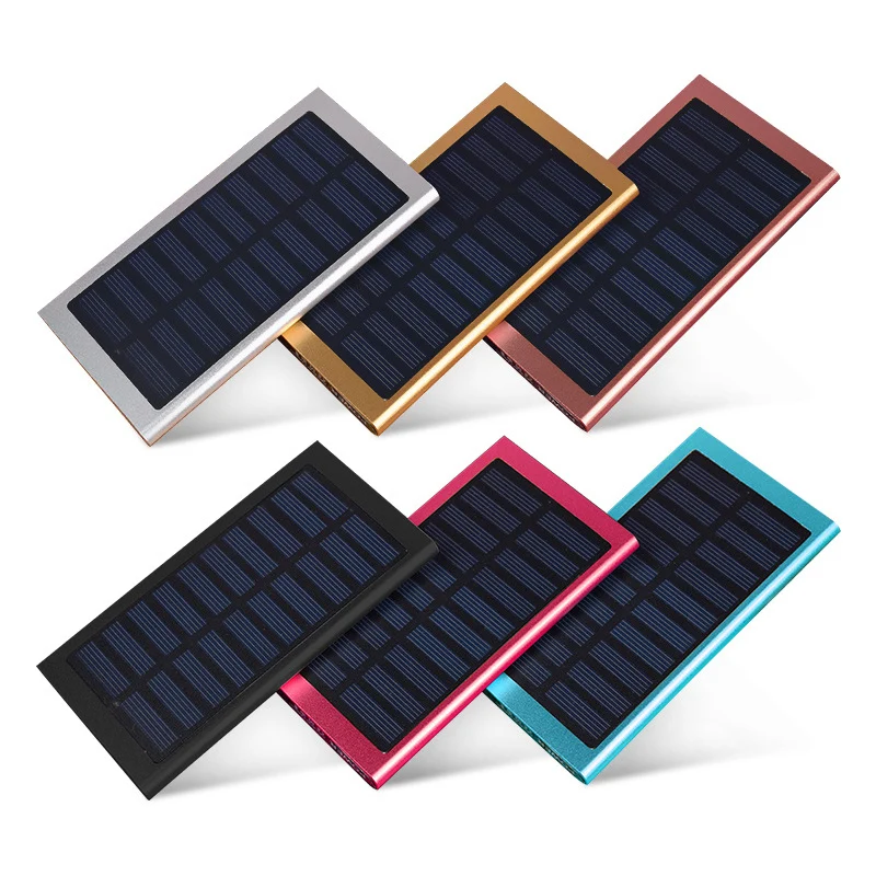 

Custom LOGO Dual USB Waterproof Solar Panel Outdoor Portable Solar Charger 20000mAh Solar Power Bank, Black,blue,pink,golden,silver