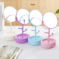 

Desktop double-sided convex mirror storage rotating rack Glass led makeup mirror