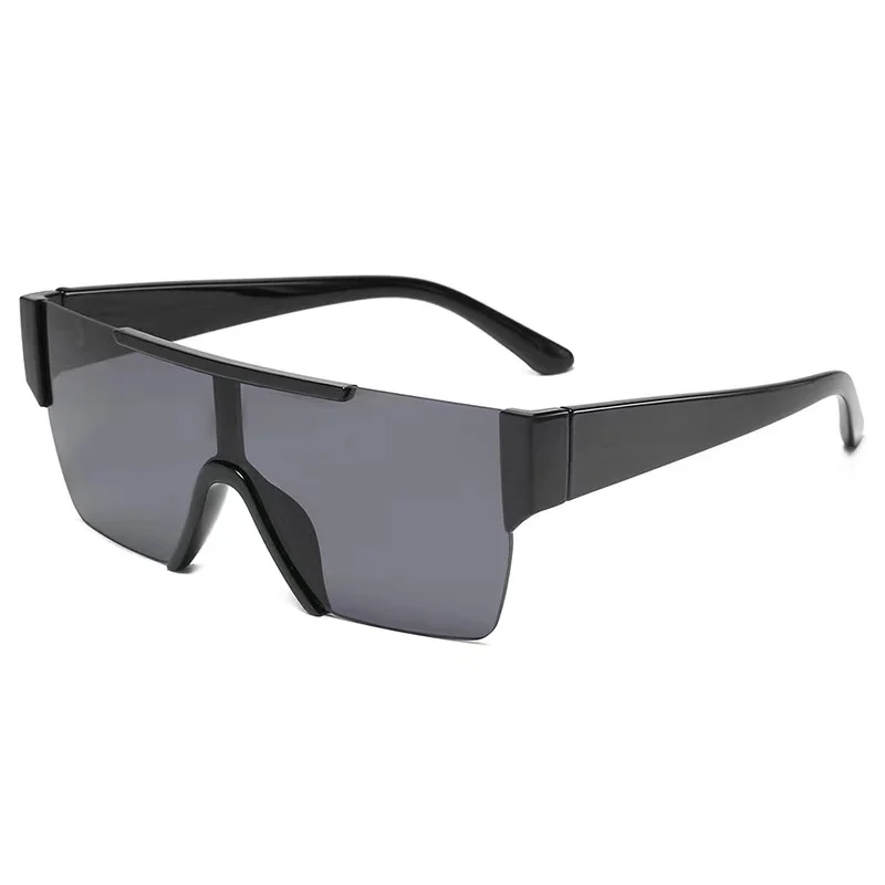 

New style European and American flat top style sunglasses fashion one-piece ladies sunglasses gradient box sunglasses, Gray + blue + brown + tyrant gold + mercury