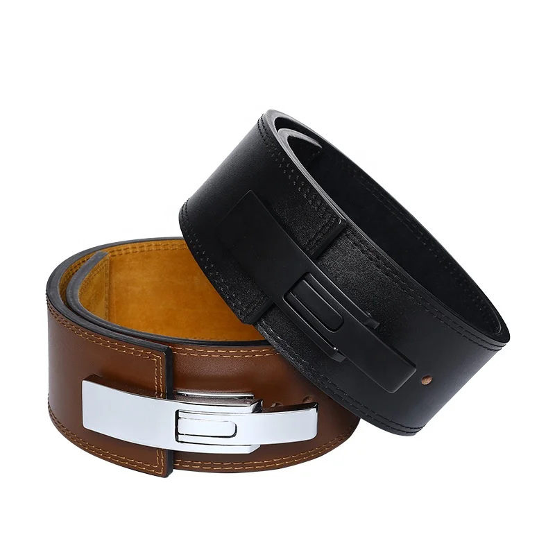 

Custom Adjustable Lever Belts Back Support Gym Fitness Leather Powerlifting Lever Belt 13mm, Black