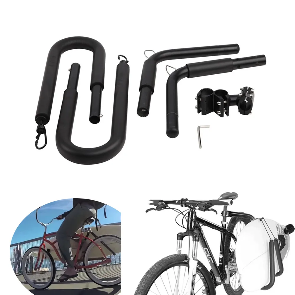 

Outdoor Transport Adjustable Aluminum Surfboard Bicycle Carrier SUP Surf Rack for Bike, Black or customized