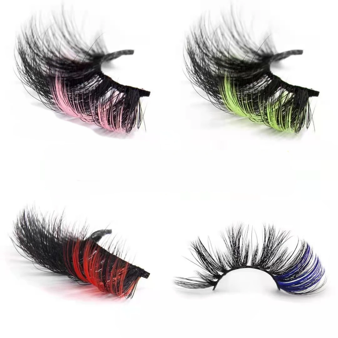 

2021 newest wholesale 3d color full strip mink lashes dramatic mink eyelashes vendors 3d 25mm mink eyelash