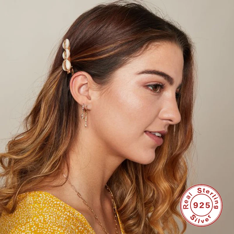 
New style S925 Sterling Silver Row of Diamond Women Drop Earrings 