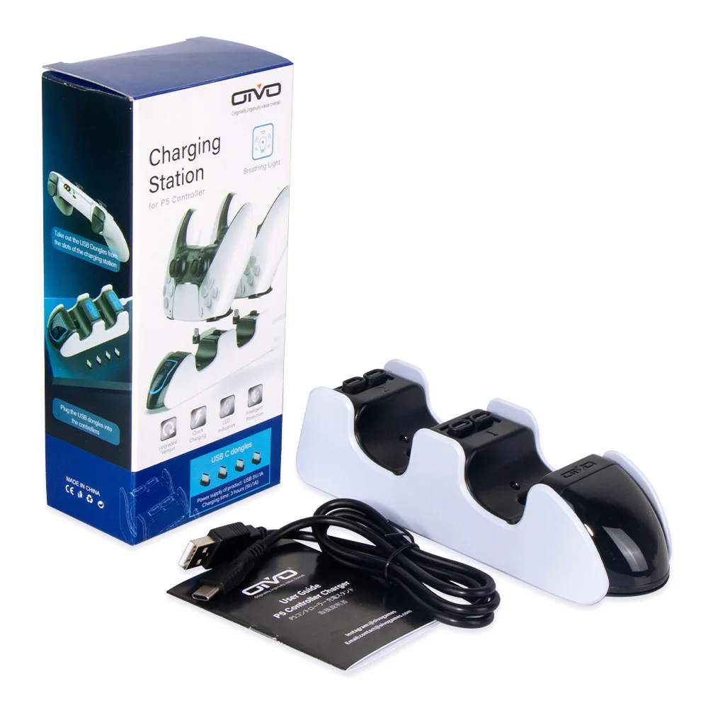 

OIVO Dual Charging Dock Fast Charger Station Stand With LED Indicators For PS5 Gamepad Charger Base, Black