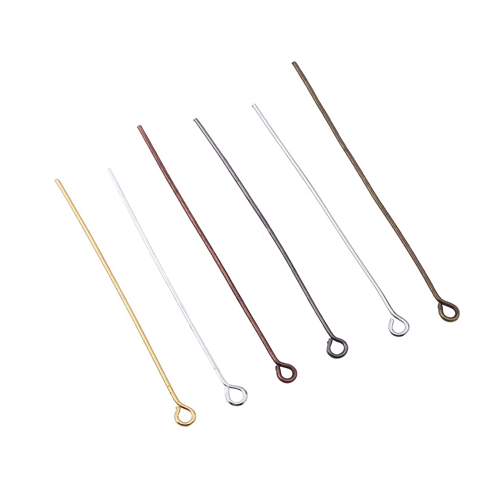 

200pcs Gold Silver Eye Head Pins 20 25 30 35 40 45 50 mm Eye Pins Findings For Diy Jewelry Making Jewelry Accessories Supplies, Gold/silver/rhodium/gunblack/black/rose gold