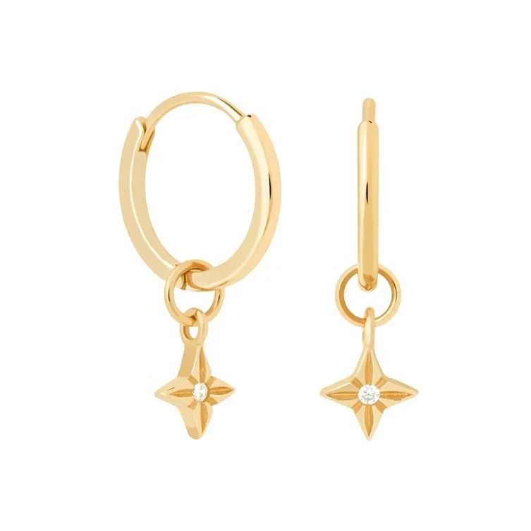 

Custom new model 925 silver mini charms stars gold hoop earrings