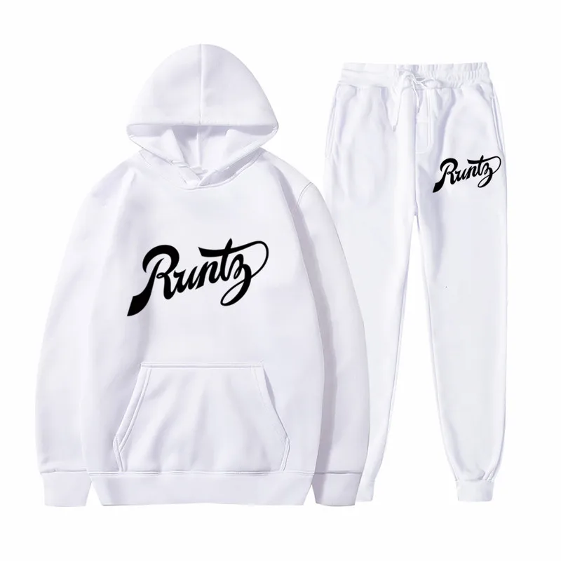 

2021 new stylish plain cotton bulk velour Runtz sweatsuit custom logo embroidery Jogging tracksuit men sweat suit set unisex