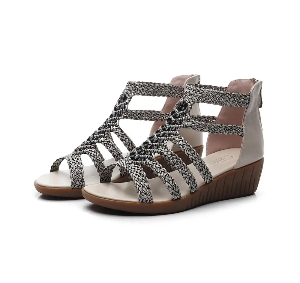 

2020 hot sale sexy bohemian style ladies sandals summer outdoors wedge women's sandals, Beige