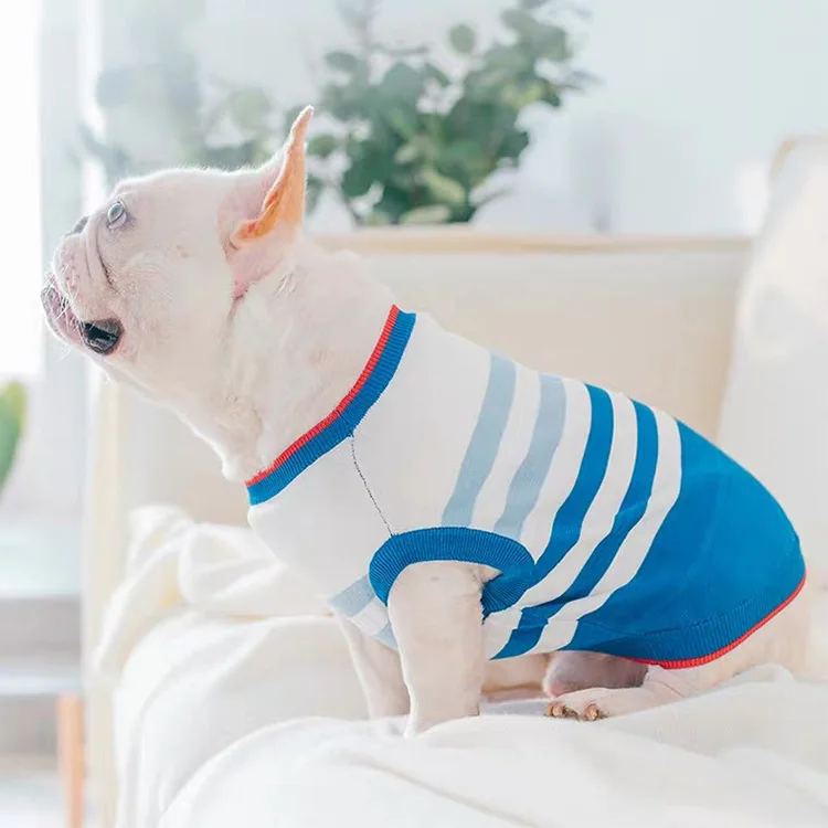 

2021 New Summer Pet Dog Clothes Small Dog T Shirt French Bulldog Clothes, Blue