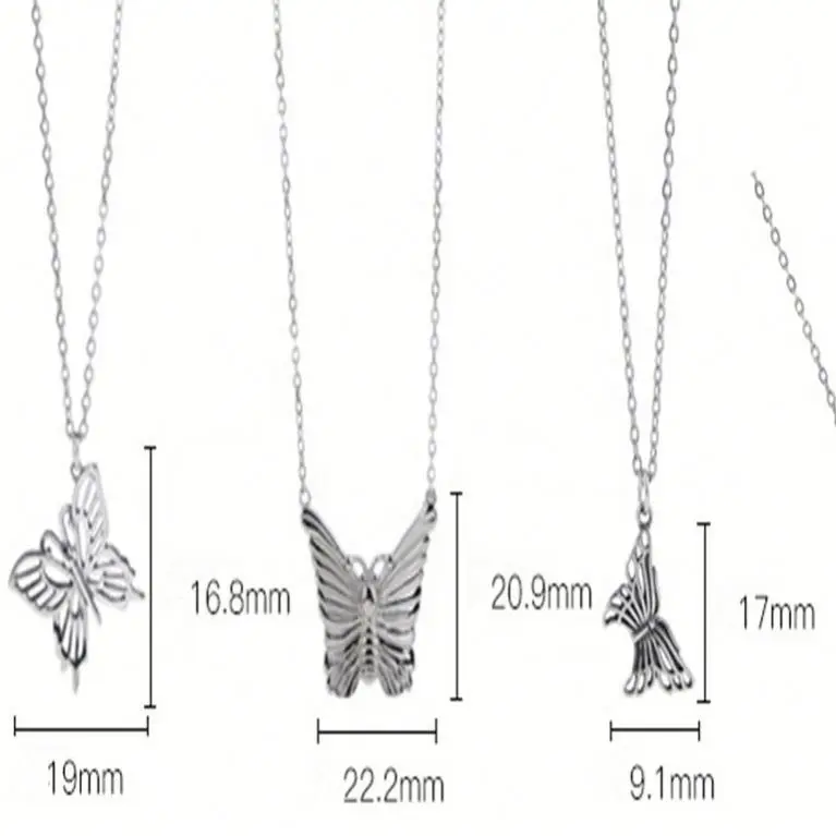 

Vintage Hollow Size Butterfly Necklace Exquisite Temperament Personality Necklace, Silver