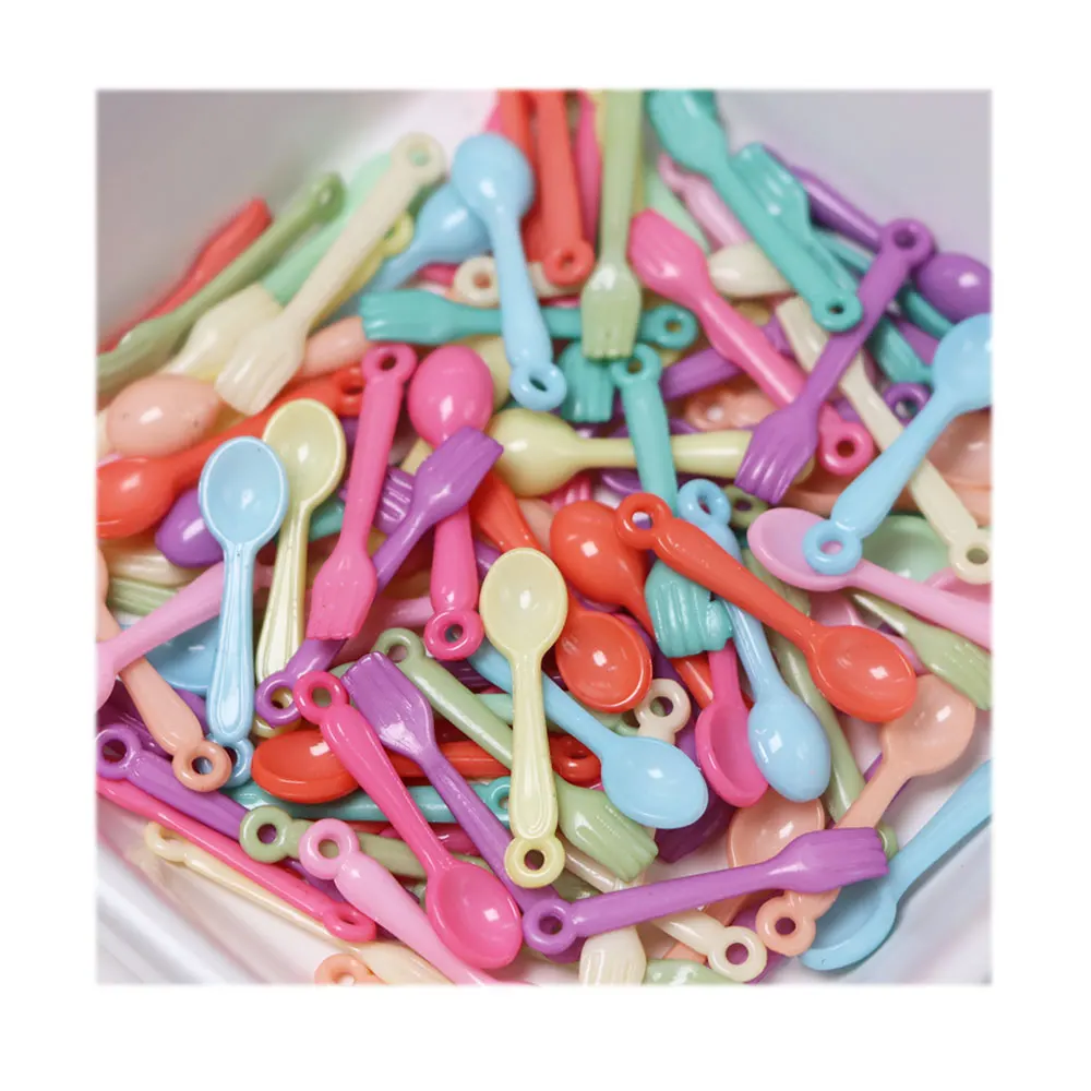 

Plastic 500g/Bag Simulation Spoon Fork Charms Acrylic Craft Dollhouse Play Accessories Pendant Making