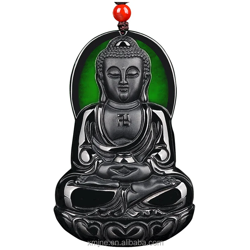 

Certified Grade A Natural Ink Jade Jadeite Ink Jade Amitabha Buddha Ice Seed Jade Pendant Buddha Statue Pendant Wholesale 3