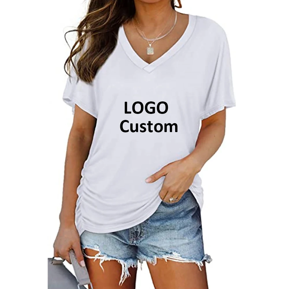 

Bulk Wholesale Women Casual Short Sleeve T Shirt Custom Printing Blank T-shirt
