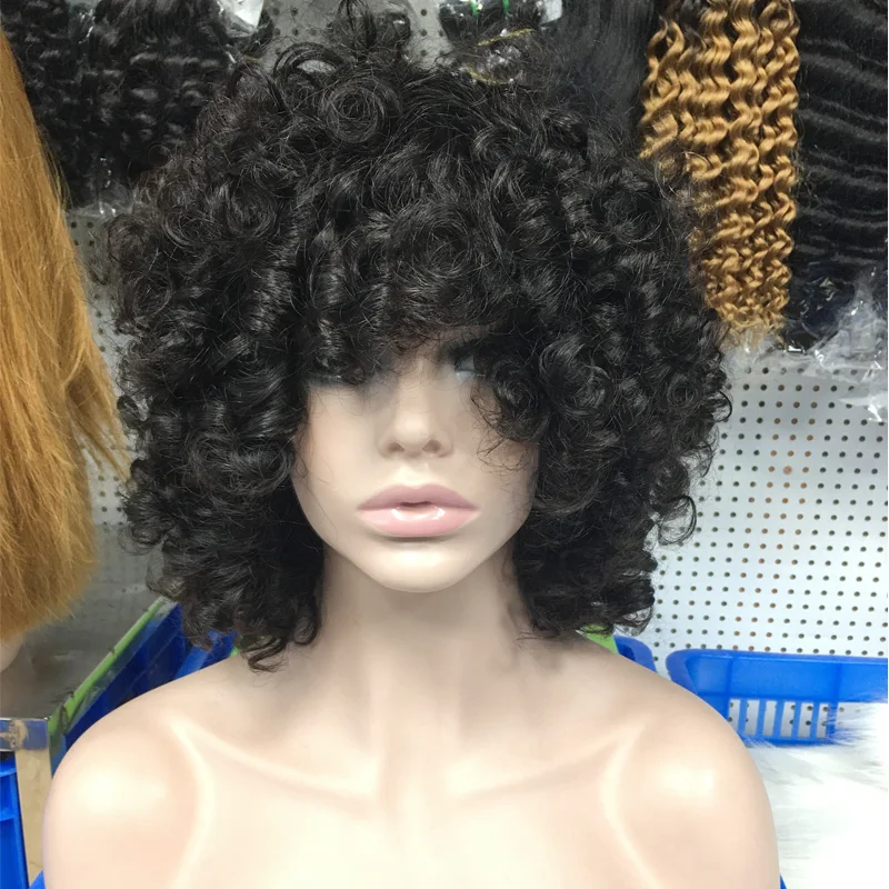 

Factory Wholesale Super Double Drawn Fringe Wigs For Black Woman 300grams Short Pixie Cut Bob Wigs