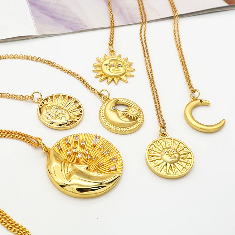 

New design fashion women jewelry necklace 18K gold plated stainless steel brass pendant necklaces