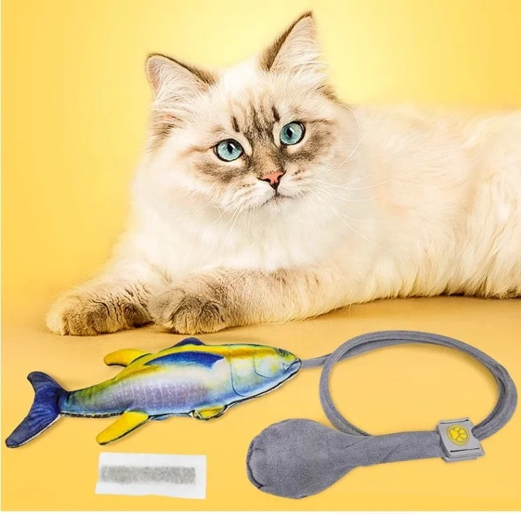 

Newest 2021 cat toy pet airbag control dancing cat fish toy plush kitten pillow hot selling Amazon custom cat toys with catnip