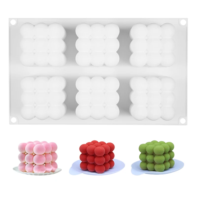 

3D Rubik's Cube Craft DIY Silicone Mold Art Cake Mold for Decorating Candle Silicone Mold 6 Cavity, White