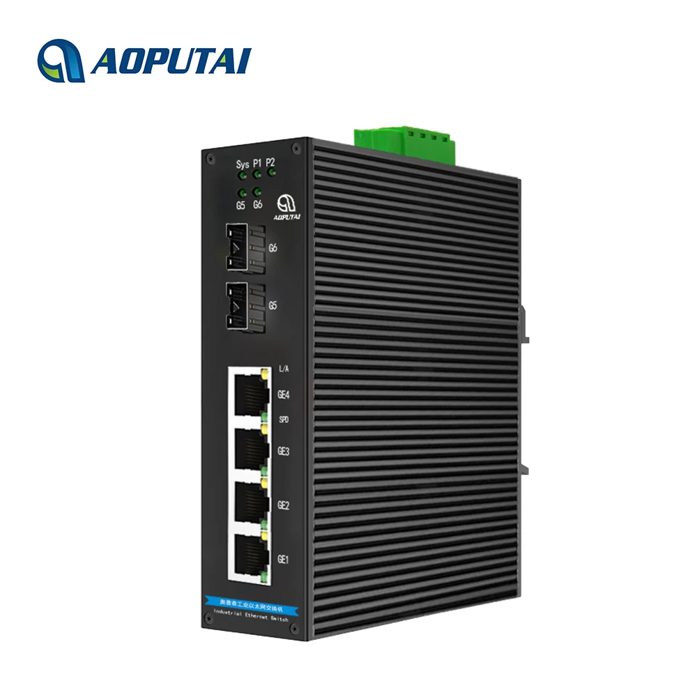 

Gigabit industrial ethernet switch 4 RJ45 port din with 2 SFP uplink ports supplier