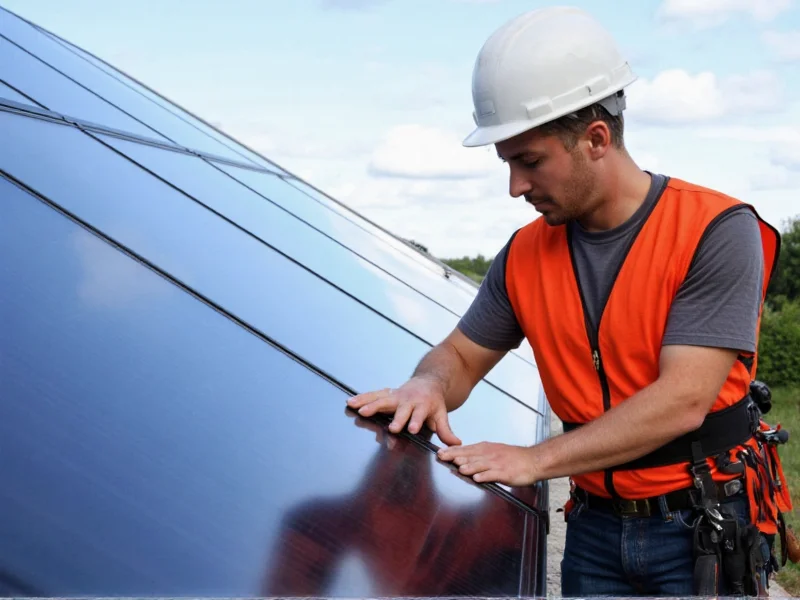Professional solar installer inspecting DIY system