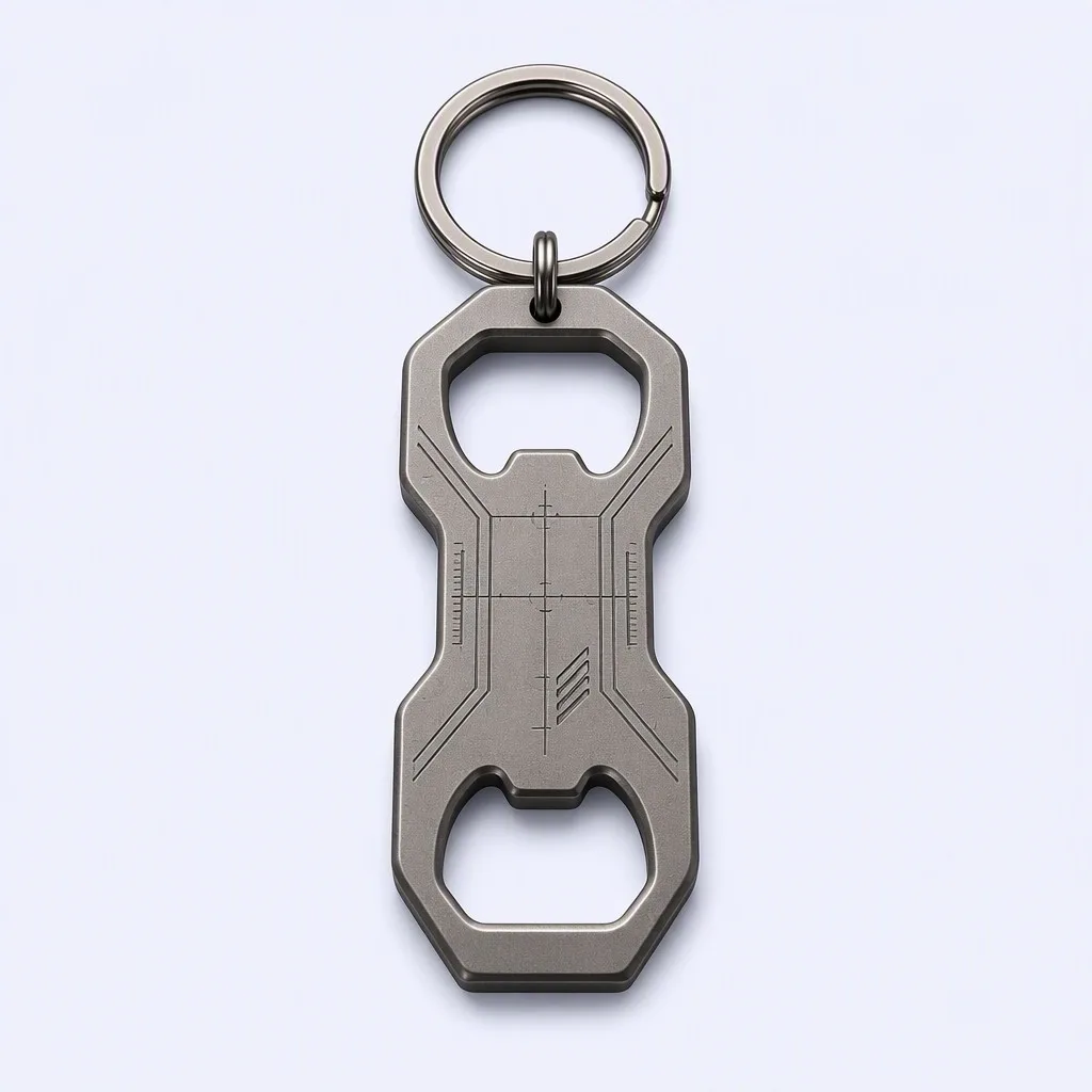 Tactical Titanium Grey Dual-Notch EDC Bottle Opener Keychain