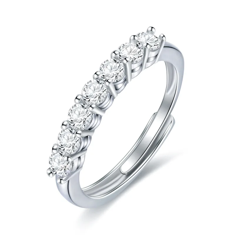 

18k Platinum 925 Sterling Silver Rings Romantic Moissanite Eternity Wedding Band Ring Charm Jewelry for Girls Women, Rose gold/platinum