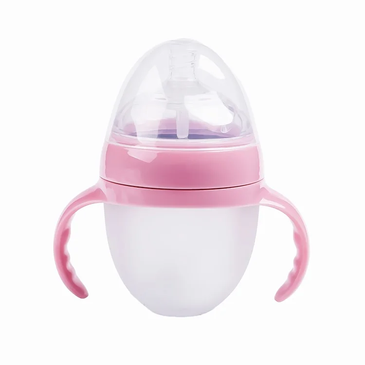 

Hot Selling BPA Free Soft Safe Bottle Baby Milk Silicone Baby Bottle For Newborn Baby, Pink/green