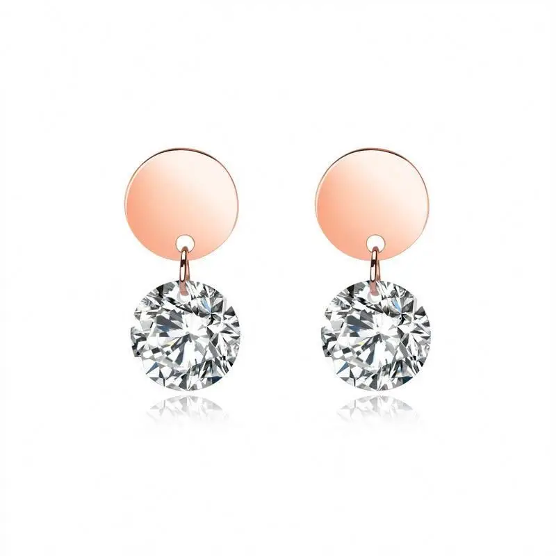 

Ladies Fashion Stainless Steel Metal Stud with Zircon Drop Earrings