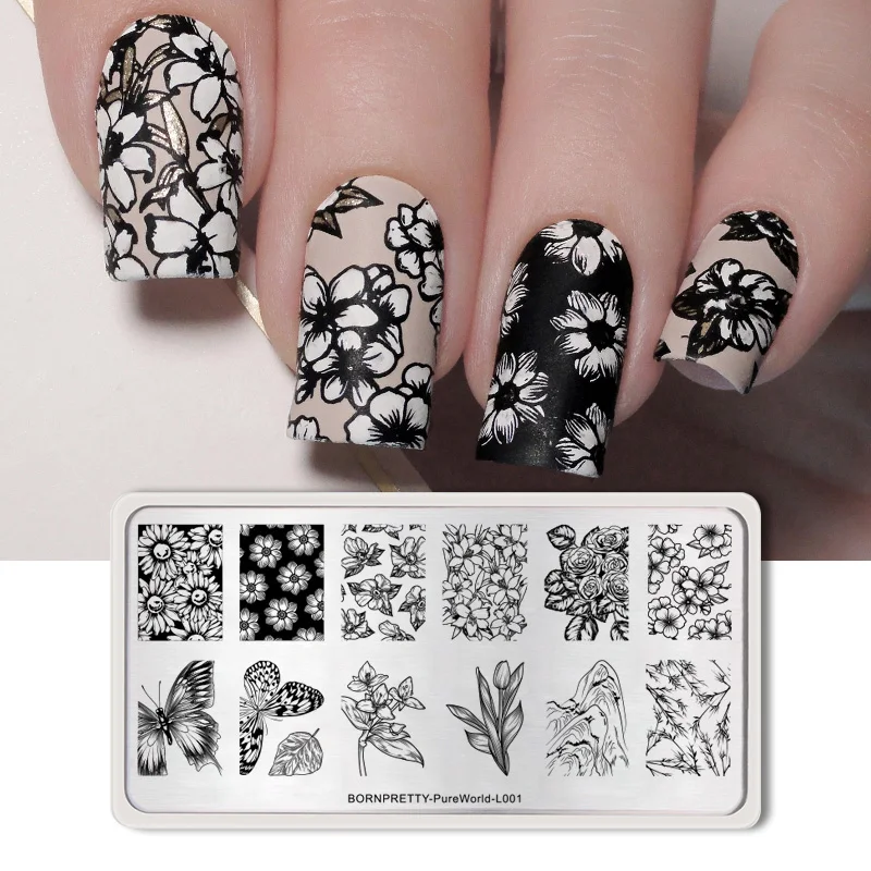 

BORN PRETTY Butterfly Series Nail Art Stamping Plate Elements Stainless Steel Fast Transfer Flower Spring 10pcs/color 41g
