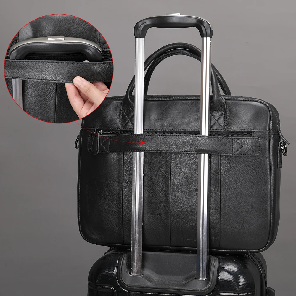

Marrant Fashion Business Laptop Bag Plug-in Suitcase Document Briefcase First Layer Cowhide Black Men Leather Briefcase