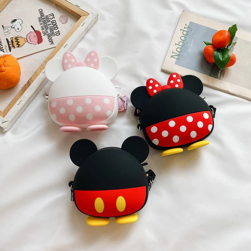 

children's animal 3d cartoon character little girls cross body purse and hand bags mickey minnie mouse kids silicone coin purse