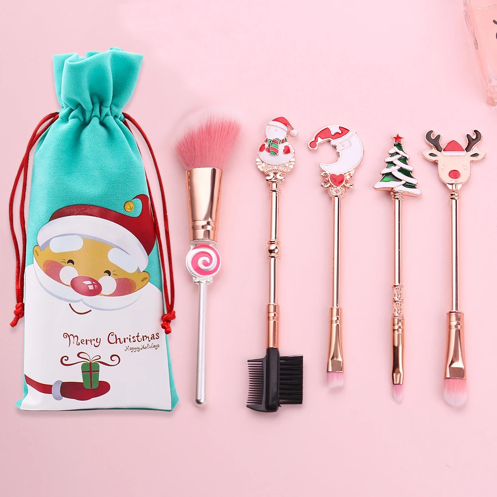 

Cartoon Christmas Style Makeup Brush Set Personalize Cosmetic Powder Foundation Eyeshadow Brush For Christmas Gift