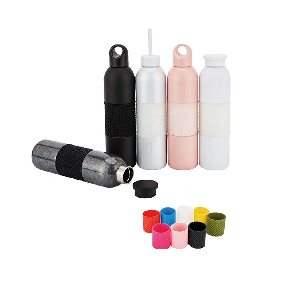 

Wholesale Nice Quality Patented 540ml Double Wall Stainless Steel Insulated Water Drinking Sports Bottle with Silicone Band, Customed ,according to pantone