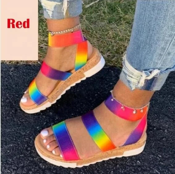 

2020 Hot Sale Fashion Casual Slides for Women and Ladies Rainbow Color Platform Sexy Sandals Footwear, 2 colors