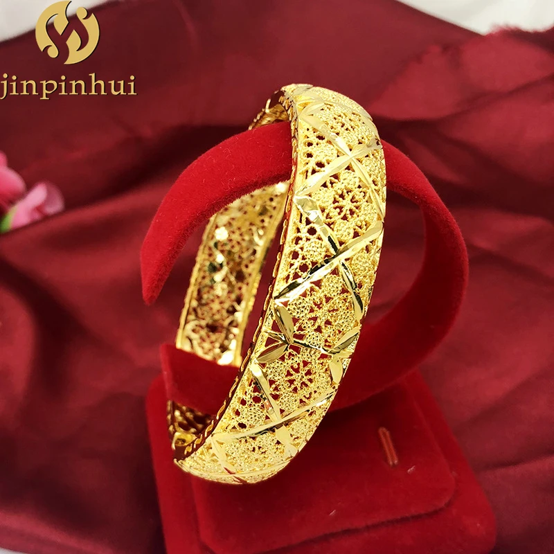 

Jinpinhui jewelry Vietnam thick gold hollow bracelet female brass gold plated clasp bracelet