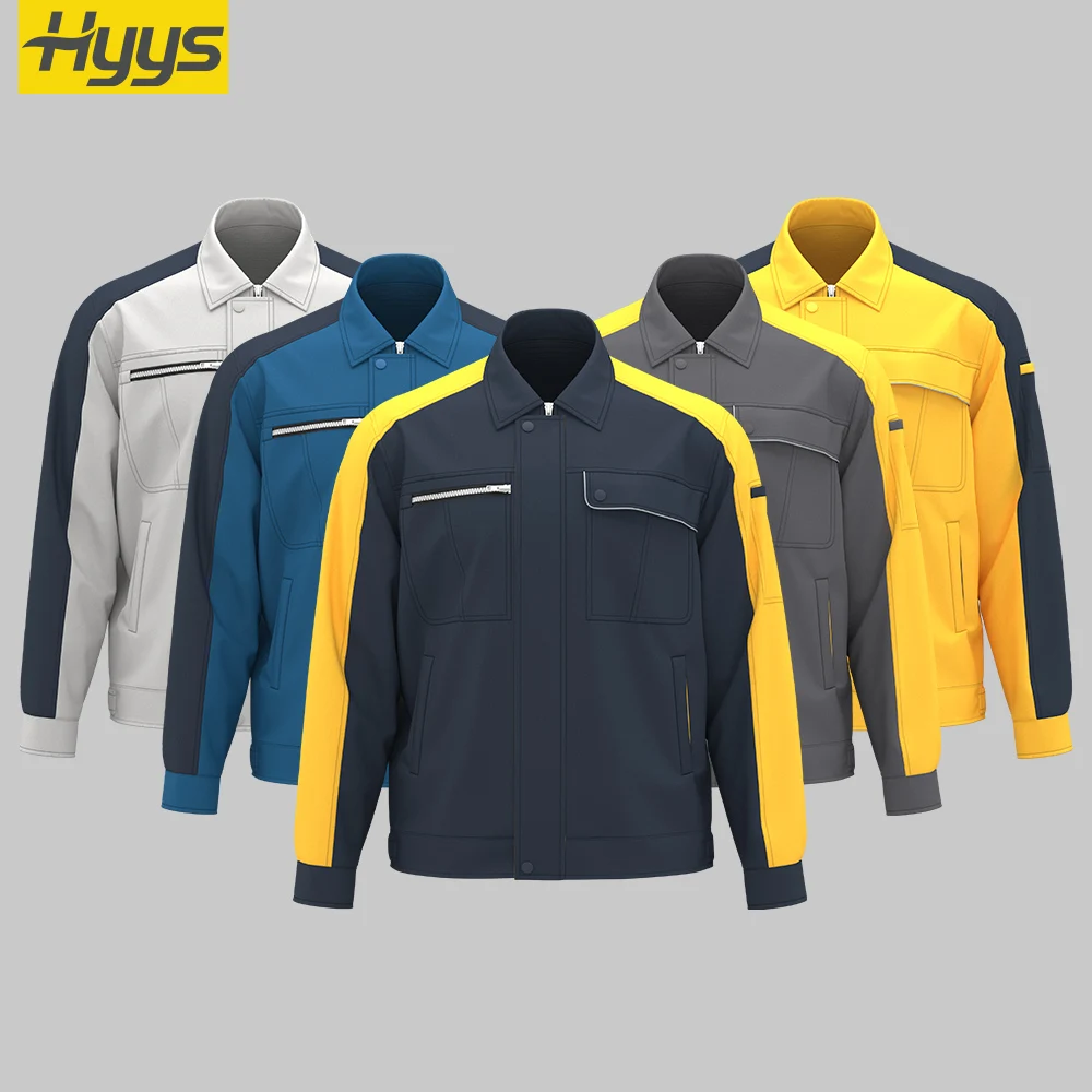 New Fashion Workwear Jackets T/C Work Clothes Top Coat for Men Y K K Zipper Custom Logo Workshop Suit