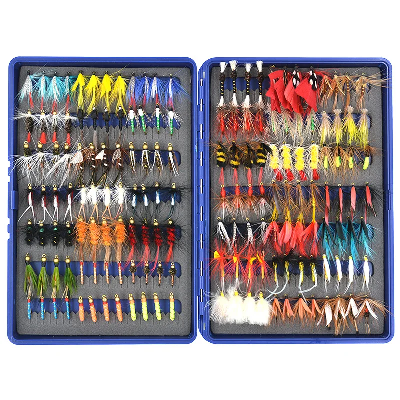 

Jetshark 168pcs/set Trout Fishing Flies Collection Dry Wet Nymph Streamers Fly Assortment with Box Flyfishing Fly Lures Kits