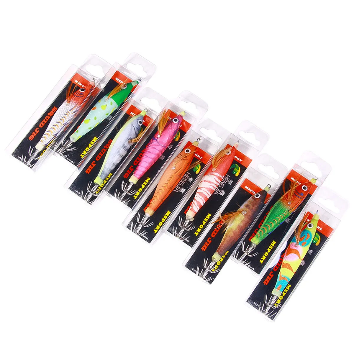 Wholesale Octopus Japanese Cloth Model Squid Jig 9.6g 10cm Wood Shrimp Squid Jig Hook Fishing Lure
