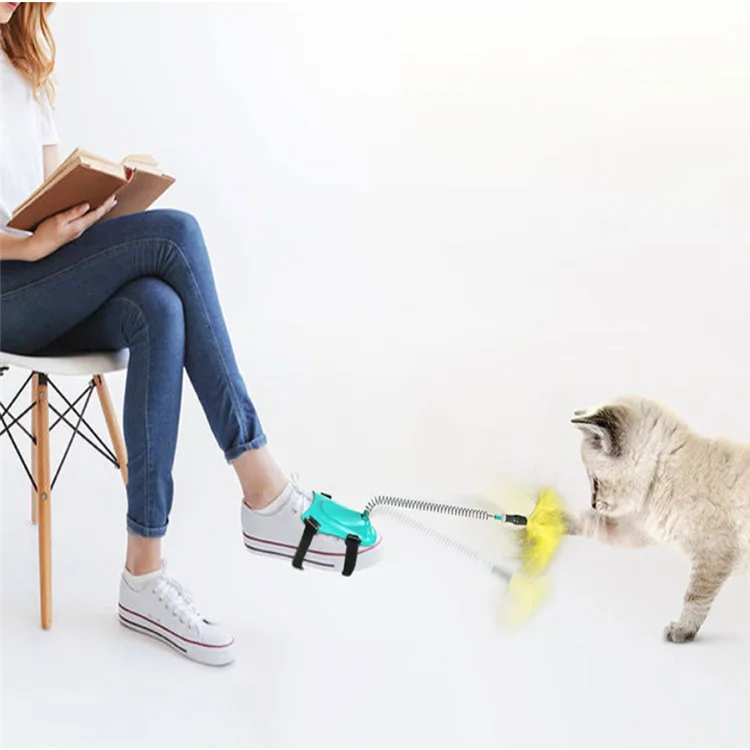 

New installed on the top of the feet pet interactive cat wand training spring doll cat toy