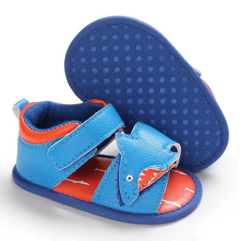 Cute Shark Fashion Summer Pu Leather Beach Slide Strap Toddler Sandals
