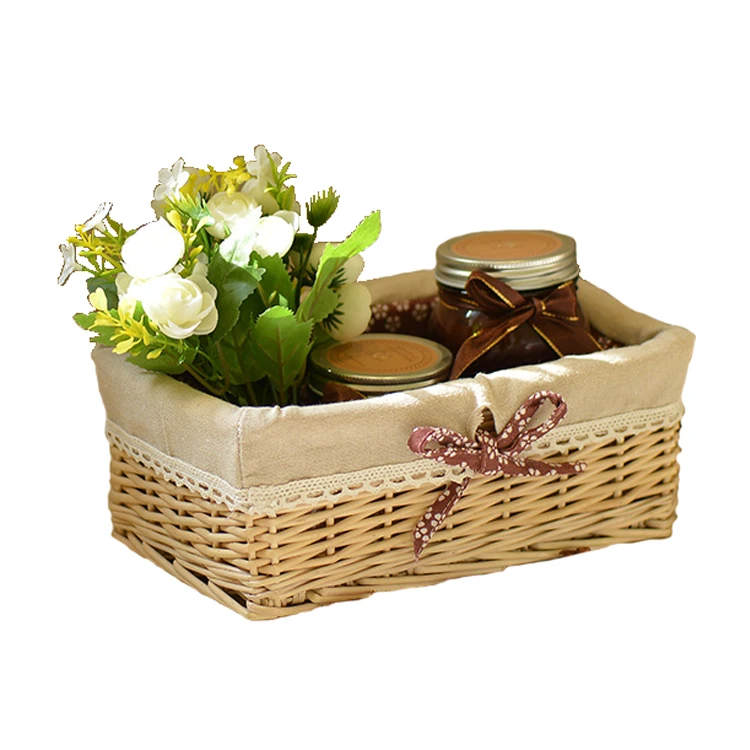 

Yrhome hot selling small rectangular wicker willow sundries storage basket for organizing with cleanable cloth customized, Customizable