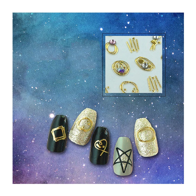 

Gold Nail sticker Glitter decals 3D Nail Art designs Adhesive Sticker, Colorful