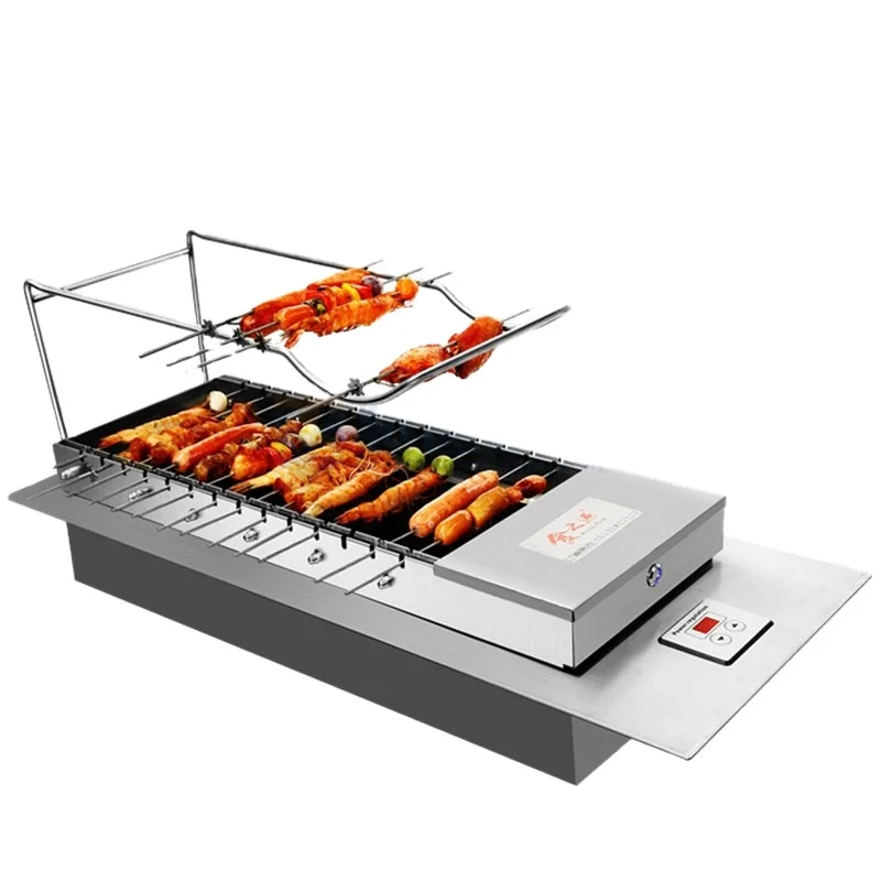 

Automatic Paws bbq grill Rotisserie Grill Meat skewer grill machine, Stainless steel original silver