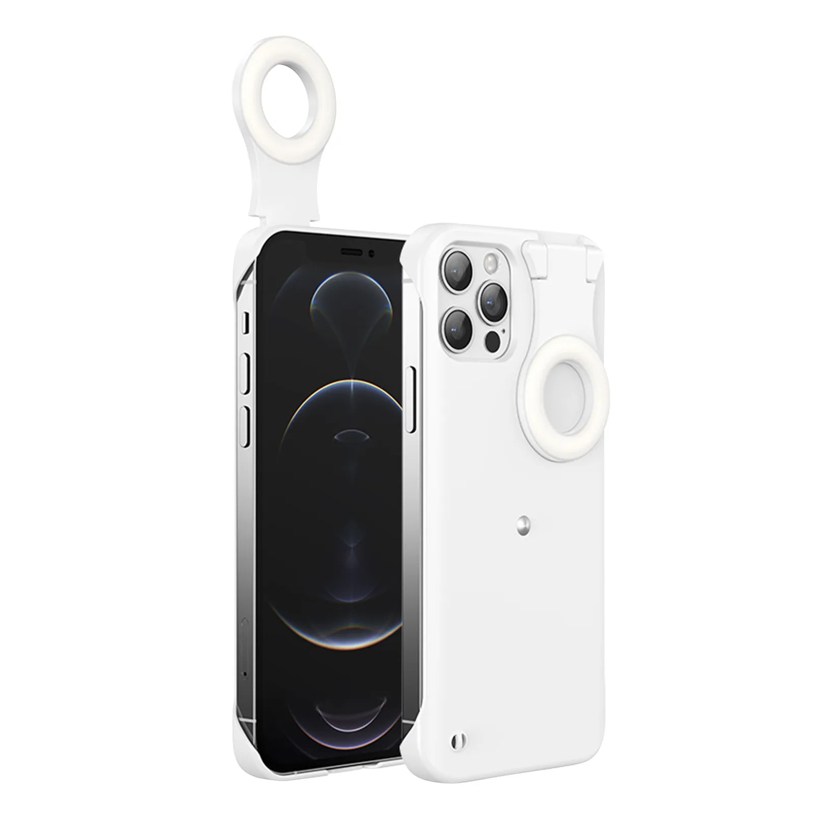 

Mobile Phone carcasa de telefono Fill light Back shell led luminous selfie phone case ring light for iphone 12, Multicolor