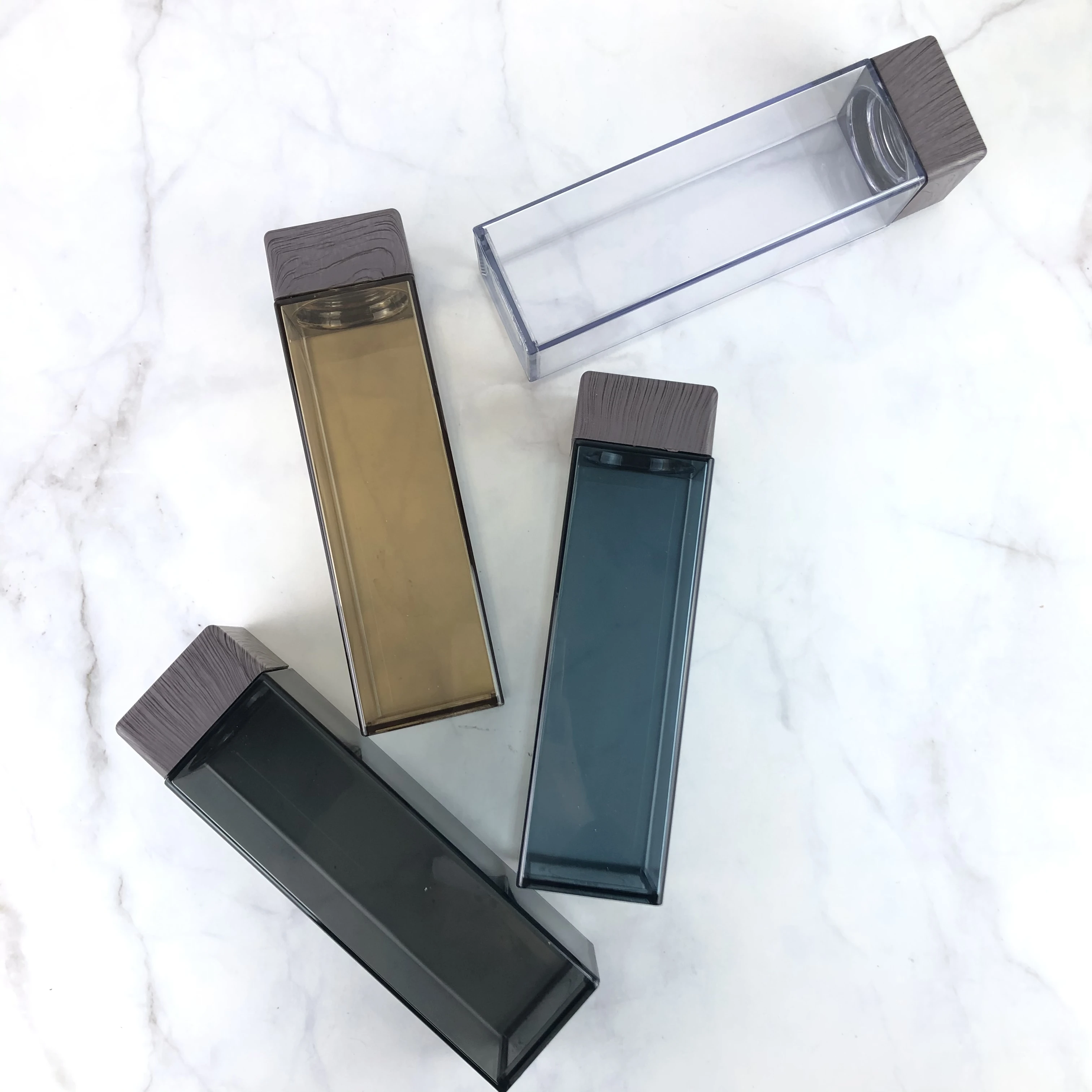 

500ML square lid plastic water bottle, bamboo lid water bottle
