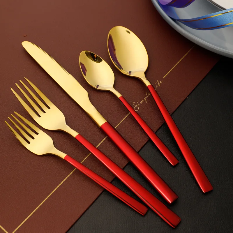 

High Polish Flatware Set Stainless Steel Spoon Gold Plated Cutlery Set Manufacturers, Silver/gold/black