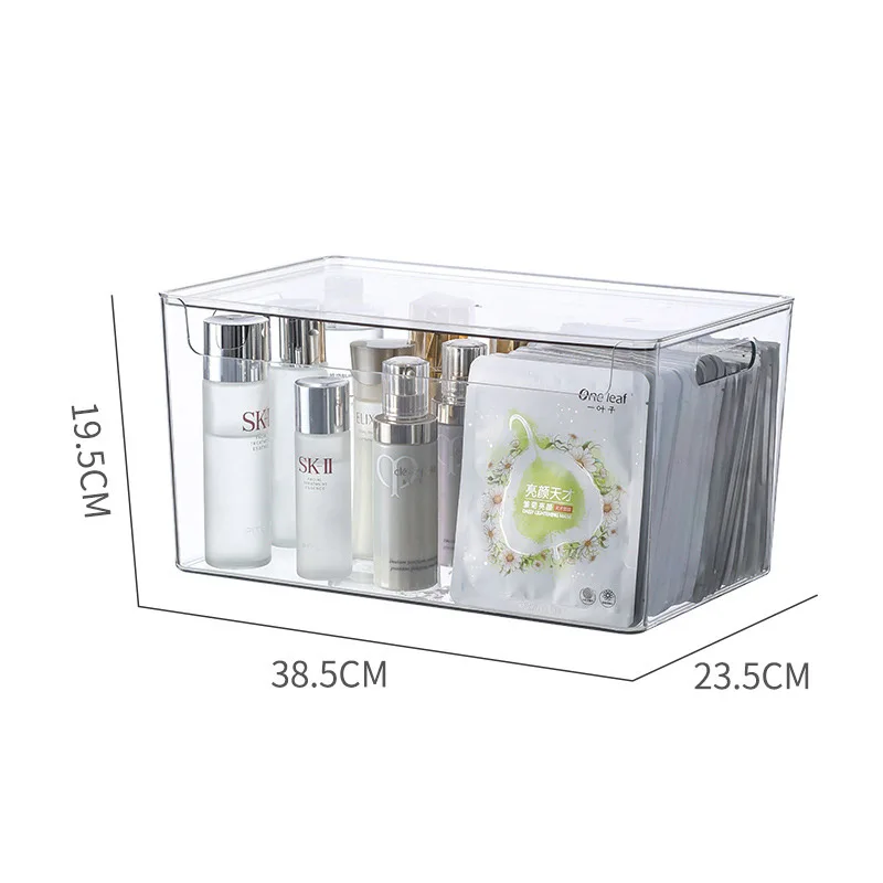 

Plastic PET clear transparency box books food cosmetics Storage Container Bin Organizer with Carrying Handles for Home Office