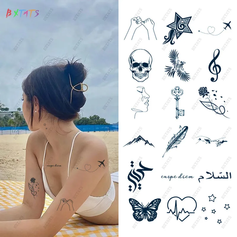 

Wholesale Waterproof Fake Tattoo Lasting 15 Days Tiny Size Realistic Temporary Juice Ink Body Sticker Tattoo Semi Permanent