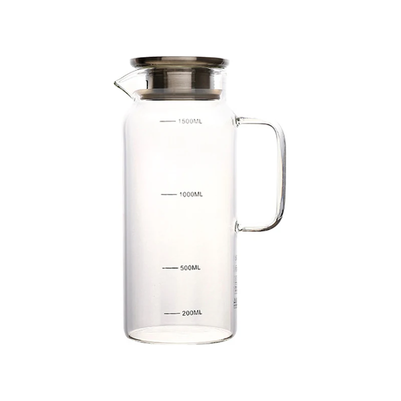 

1500ml/50.73oz Glass Water Carafe with Lid Capacity Marker Borosilicate Glasses Water Jug Pitcher, Clear