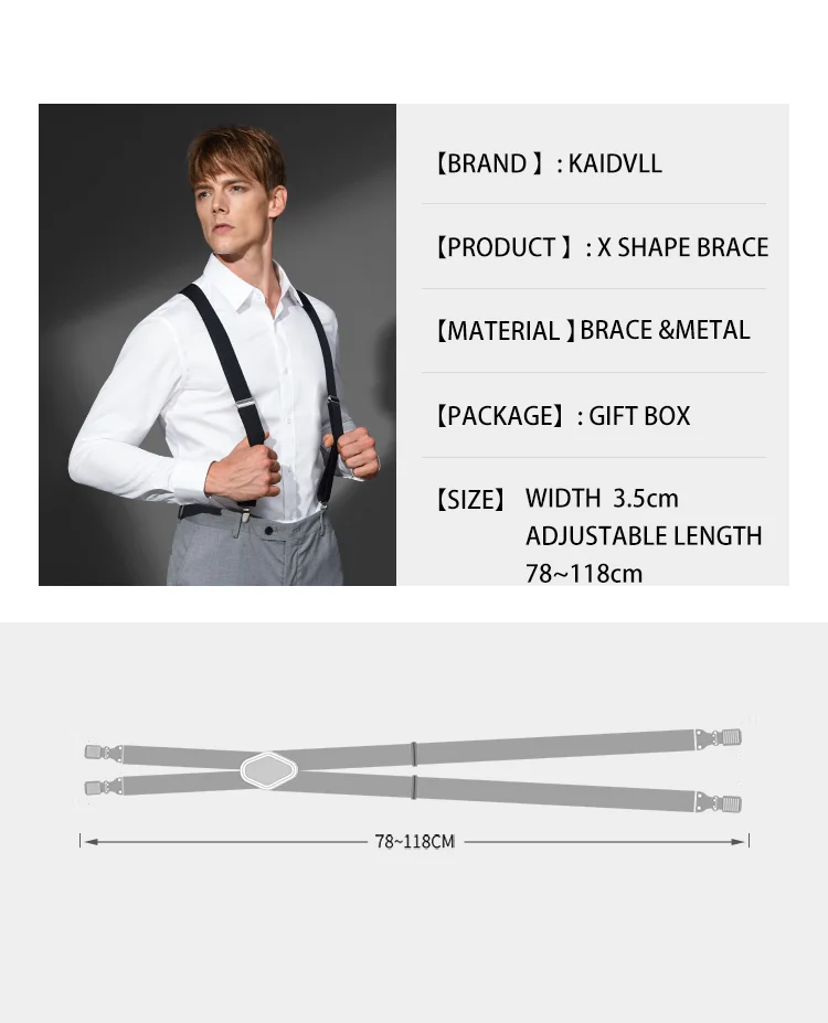 Trousers Mens Brown Leather Suspenders 118CM Braces Custom Printed Suspenders