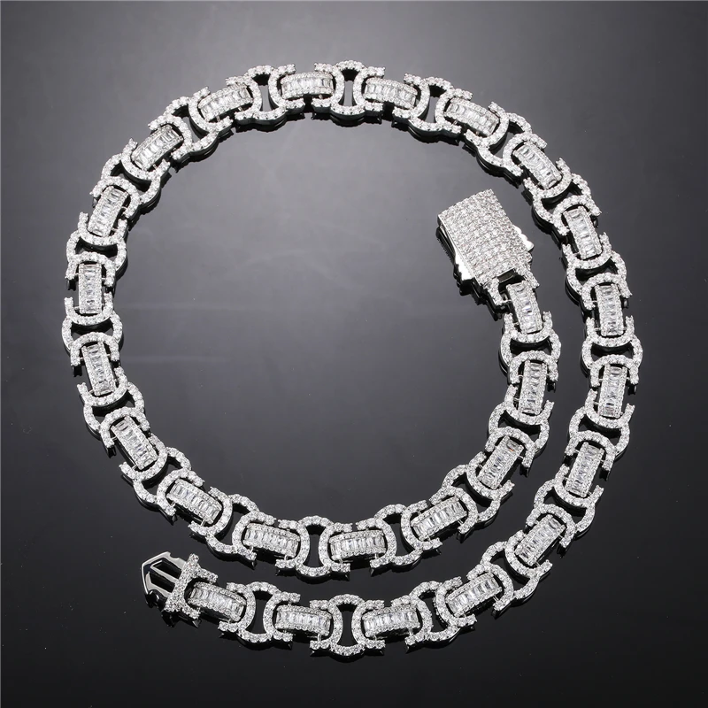 

13MM Miami Heavy Industry Bar Chain Copper Inlaid Square Zircon Hip Hop Men's Necklace, Gold